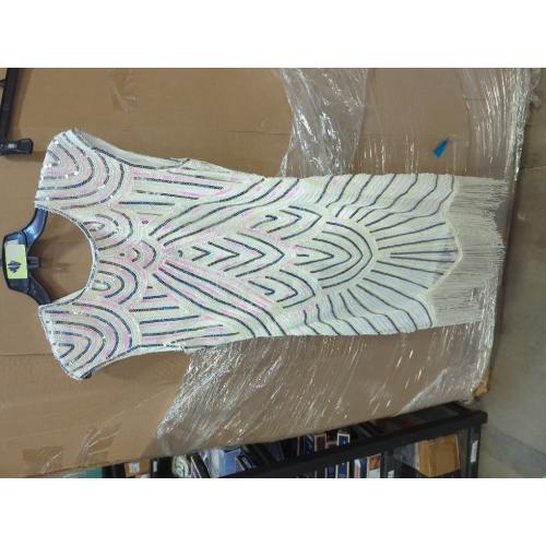 Size 8-10 Whitewed Long Jazz Era Flappers Great Gatsby Costume Dress Style in 1920's Women