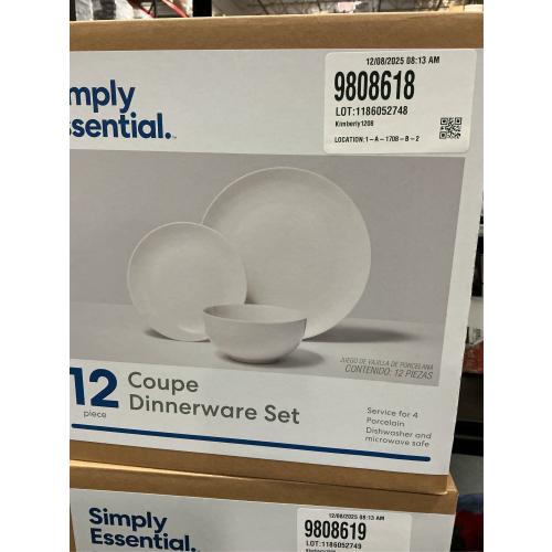 Simply Essential Coupe 12-Piece Dinnerware Set in White