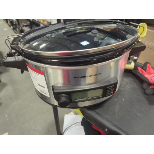 6 Quart Slow Cooker, Stainless, Integrated Probe Track’s Your Food’s Temperature, Expand Your Cooking Options, Suitable for Kitchen, Dining Room, Etc, 16.00 x 10.63 x 16.19 Inches (L x W x H), Silver