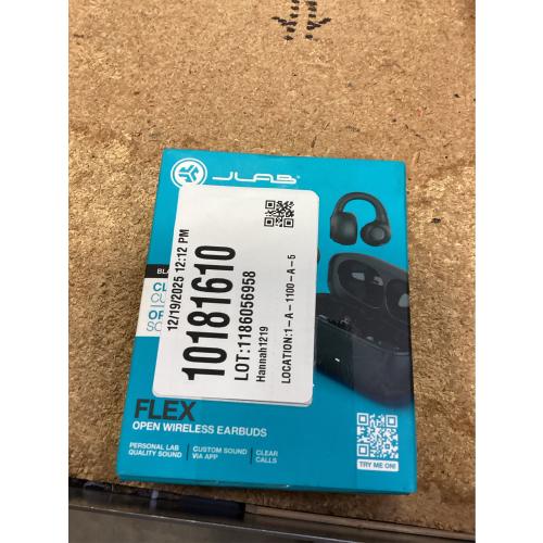 JLab Flex Open Earbuds, Black, Open-Ear Clip Design, 21  Hr Playtime, IPX4, Multipoint, Clear Calls, Fast Pair