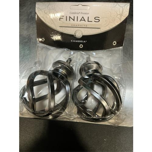 Cambria Premier Complete Birdcage Finials in Graphite (Set of 2)