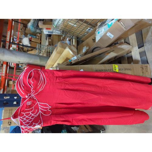 Size L...Womens Koi Fish Long Strap Dress 3D Fish High Waist Maxi Cami Dress