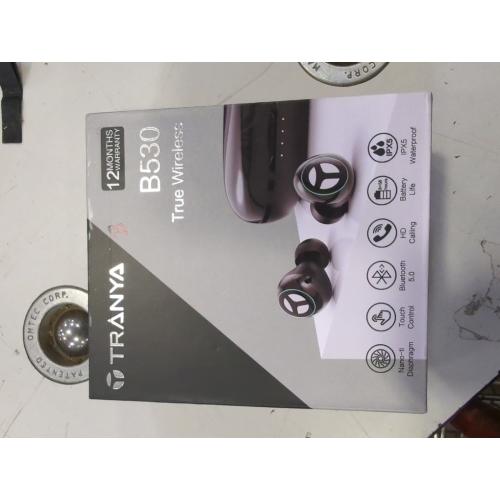 Black [Upgraded Version] TRANYA B530 Bluetooth 5.0 Deep Bass True Wireless Earbuds, Aptx/AAC Compatible Sports Wireless Headphone with CVC8.0 Noise Cancellation, 80 Hours Playtime with Charging Case