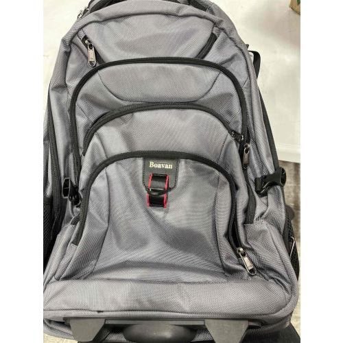 Boavan Rolling Backpack,17 inch Water Resistant Wheeled Backpack,Carry on Luggage Business Bag, Overnight College Computer bag Trolley Suitcase for Men Women Adults to Travel，Grey