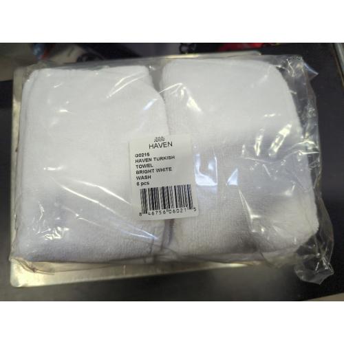 Haven Turkish Cotton Wash Towel Bright White 6pc
