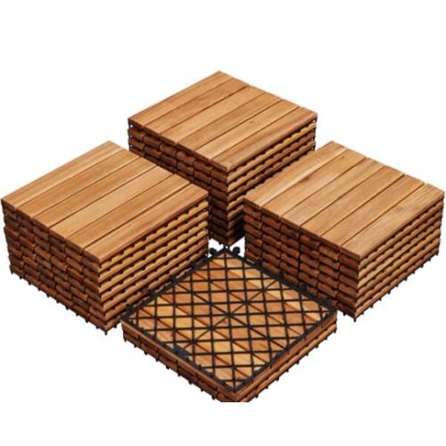 Yaheetech 27PCS Acacia Wood Interlocking Flooring Tiles