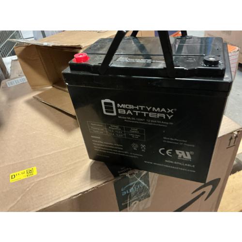 12-Volt 55 Ah Rechargeable Sealed Lead Acid (SLA) Internal Thread Battery