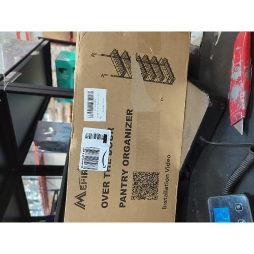 Over The Door Pantry Organizer, Pantry Storage and Organization, 6-Tier Adjustable Hanging Baskets, Metal Wall Mount Spice Rack Seasoning Shelves for Home & Kitchen, Laundry Bathroom - Black