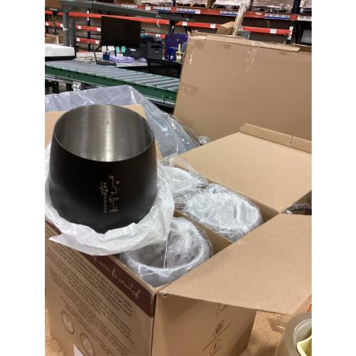 Gusto Nostro Stainless Steel Wine Glass - 18 oz - Unbreakable Black Wine Glasses for Travel, Camping and Pool - Fancy, Unique and Cool Portable Metal Wine Glass for Outdoor Events, Picnics (Set of 4)