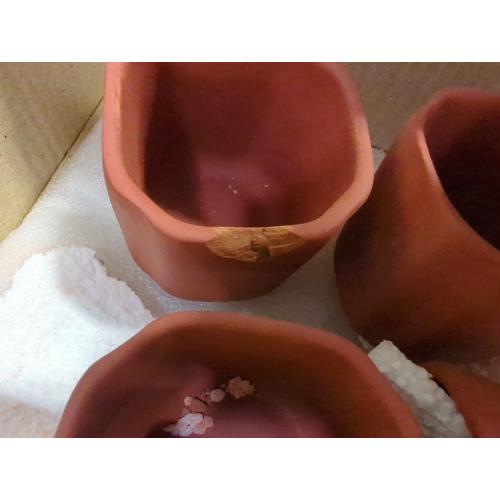 Set of 6 Clay Glasses Reusable Kullad (Set of 6) - Terracotta Glasses Tea Coffee Cups Drinkware Kullad (Octagonal Shape)