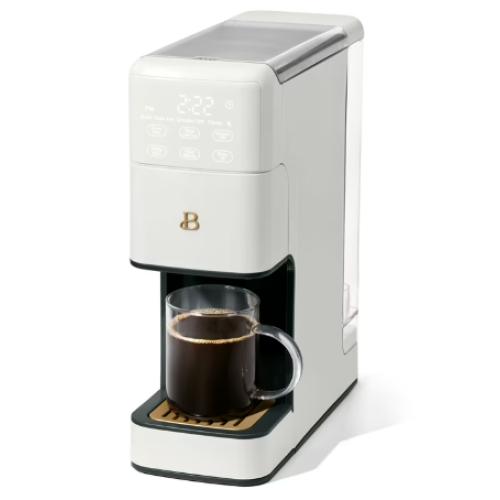 Beautiful Perfect Grind™ Programmable Single Serve Coffee Maker with Build-In Grinder, White Icing by Drew Barrymore
