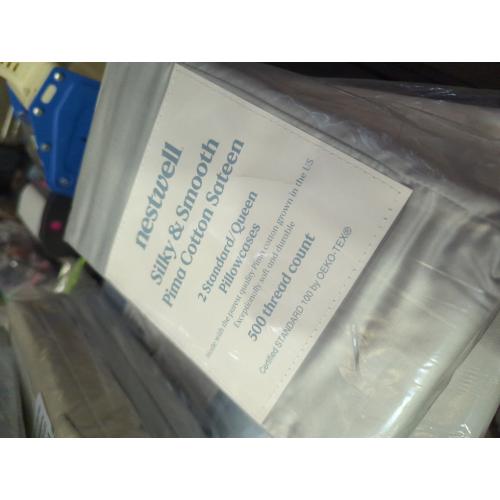 Nestwell Pima Cotton Sateen 500-Thread-Count Standard/Queen Pillowcase Set in Oyster Mushroom