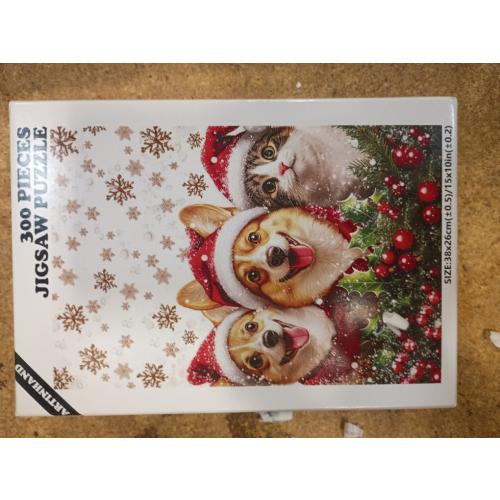 Great Jigsaw Puzzles for Adults 300 Pieces Christmas Dog and Cat Puzzles for Adults Toys Gift Family Decoration Kids Puzzle