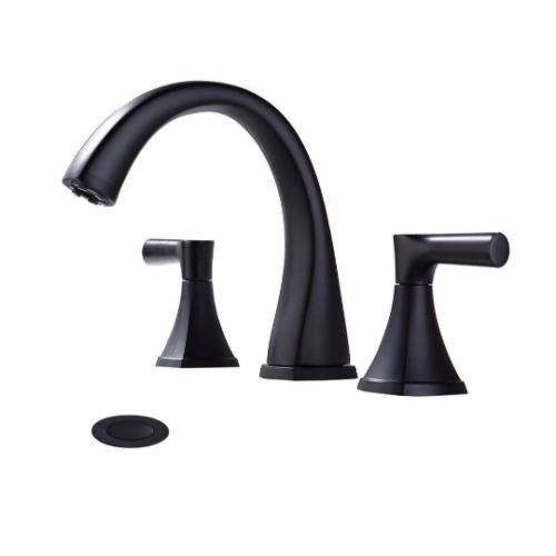 Widespread Double Handle 3-Hole Bathroom Faucet in Matte Black
