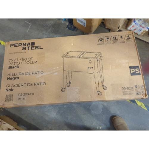 Permasteel 80 Quart Party Cooler, Rolling Ice Chest with Wheels and Handles for Indoor Outdoor Patio