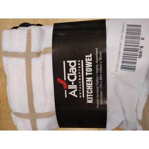 All-Clad Solid & Coordinate Kitchen Towels: Highly Absorbent, Super Soft Long Lasting 100% Cotton, 17 x 30 Tea Towels for Cleaning & Drying Dishes, Pans, Glassware, Countertops, 6-Pack, Cappuccino