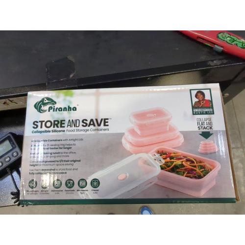 ZJchao Food Storage Containers, 4pcs Silicone Food Storage Containers Portable Lunch Box Silicone Storage Containers for Men Women (Roseate)