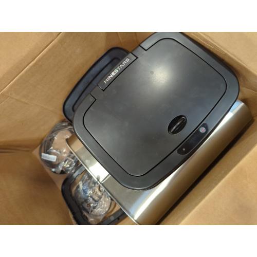 Ninestars Automatic Touchless Infrared Motion Sensor Trash Can, Stainless Steel Base (Rectangular, Black Lid), Black Trim