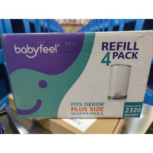 Babyfeel Refills Compatible with DEKOR PLUS Diaper Pails | 4 Pack | Exclusive 30% Extra Thickness | Diaper Pail Refills with Powerful Odor Elimination | Fresh Powder Scent | Holds up to 2320 Diapers
