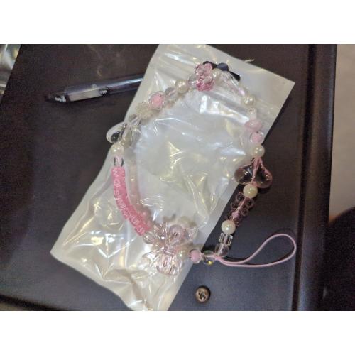 Pink Acrylic Beaded Mobile Phone Straps, Anti-Lost Hand Strap, Pendant Phone Hanging, Lanyard, Wrist Hand Lanyard, Cell Phone Charms Accessorie, Car Keychain