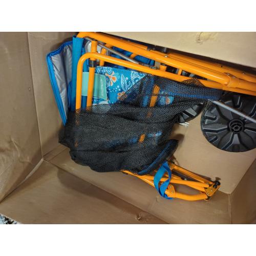 Heavy-Duty Beach Cart with 100 lbs Capacity - Foldable Beach Wagon with Removable 20L Cooler Bag, Sand Chair Holder, Umbrella Stand & Large Mesh Basket for Beach, Camping, Picnic