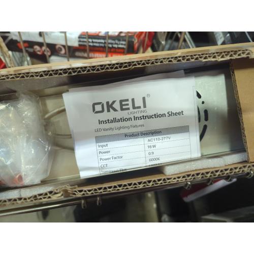 Size L14.5 x W4.7 x H5.9 OKELI 2-Light Bathroom Vanity Light Fixture Brushed Nickel Modern Mirror Front Lamp for Bathroom, Stairs, Hallway Bedside Dimmable Cold White 24W ETL Listed, 350° Adjustable Lamp Head