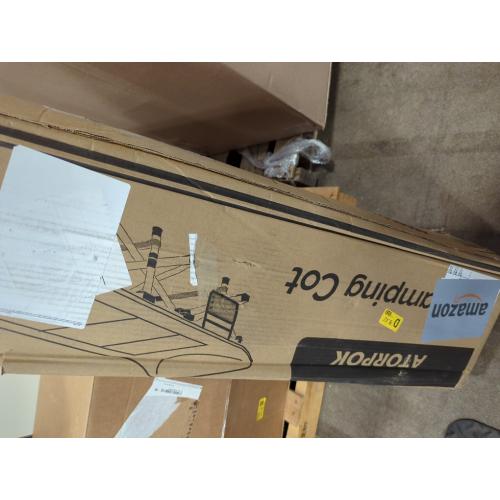 ATORPOK Camping Cot for Adults with Cushion and Pillow, Portable Folding Bed for Sleeping, Lightweight Tent cot with Carry Bag Supports 450 lbs (Grey)