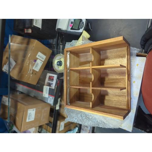 HTB Acacia Wood Tea Bag Organizer Storage, Gift Box 6 Compartments Tea Chest Box with Acrylic Transparent Hinged Lid