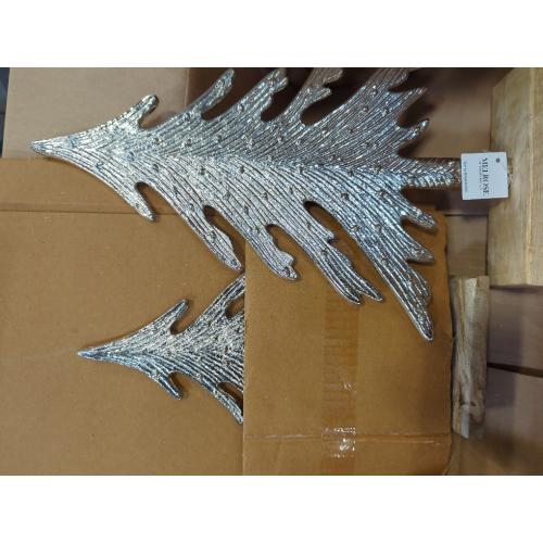 Melrose Wood and Aluminum Christmas Tree on Base, Set of 2, Silver, Holiday Season Decoration