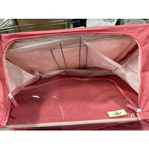 Sorbus  Jumbo Foldable Storage Box - Metal Frame, Oxford Fabric with Clear Window & Handles - for Bedding Linen, Clothing & More (Pink)