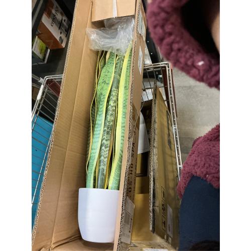 Hollyone Artificial Snake Plant Potted, 28 Inch Faux Sansevieria Trifasciata Plants Large Tall Tropical Fake Snake Plants Tree in Black Pots for Home Office Room Patio Garden Indoor Outdoor Decor