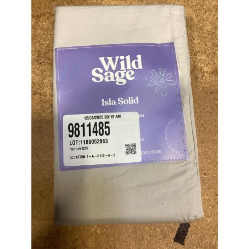 Wild Sage Brushed Cotton Percale 300-Thread-Count Standard/Queen Pillowcase in Lunar Rock