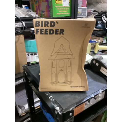 Kingsyard Metal Bird Feeder for Outdoor Hanging, Wild Bird Feeders with Circular Perch, Easy to Clean & Refill, 4 lbs Large Seed Capacity, White