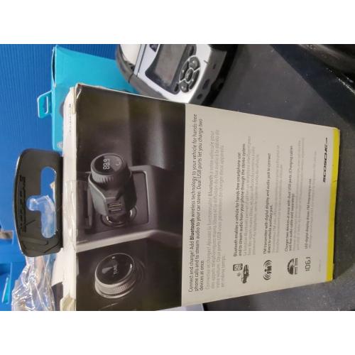 Scosche BTFM9 FM Bluetooth Transmitter Car, Dual 12W USB-C and USB-A Charging Ports, Fast Type C Car Charger, Wireless Radio Bluetooth Adapter, Hands-Free Kit for Calls, Siri and Google Assistant