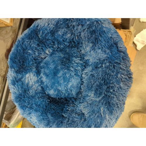 JOLLYVOGUE Calming Small Dog & Cat Bed for Indoor Cats - 20 inches Washable Donut Bed for Kittens & Puppies, Anti-Anxiety Round Fluffy Plush Pet Beds (Fits up to 15 lbs, Blue)