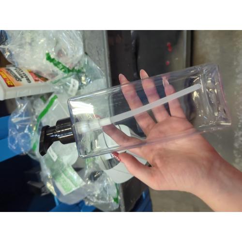 JUVITUS 8 oz Clear Plastic Square Bottle with Black Lotion Pump (6 pack)