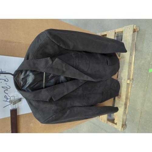 Mens 2XL-3XL Black Blazer Suede Jacket Casual 2 Buttons Sport Coat Faux Leather Suit Slim Fit