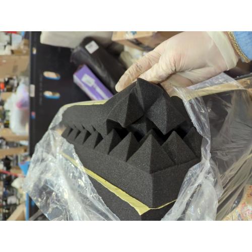 4pcs Wedge Acoustic Foam Tiles Panels,12x 12x 1Sound Proof Foam Panels,Fire Resistant,Sound Insulation for Studio,Home,Office (Color : Black)