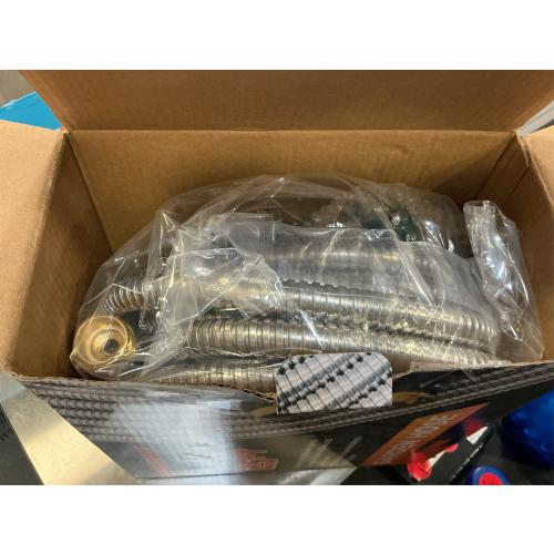 Garden Hose 25FT Stainless Steel Water Hose with 10 Functions Adjustable Spray Nozzle, Heavy-Duty Metal Garden Hose Flexible Durable No-Tangle & Kink Leak Dog Proof Hose for Yard Lawn(Blue)