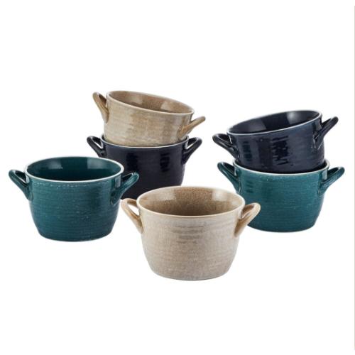 Cauldron Double Handle Set of 6 Soup Bowls