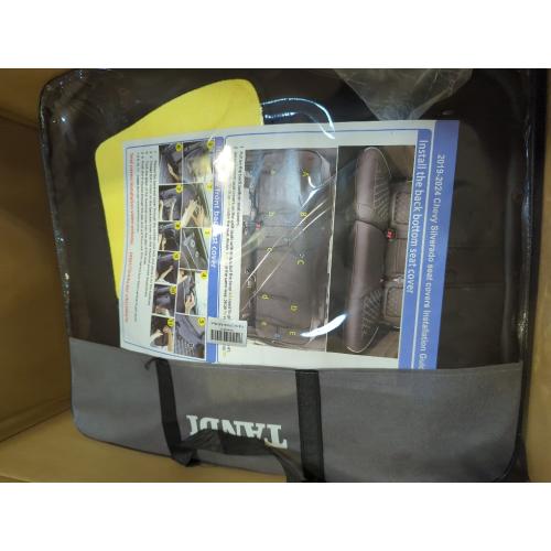 TANDI for Silverado & GMC Sierra Seat Covers with Faux Leather for 2019 2020 2021 2022 2023 2024 2025 Chevy Silverado & GMC Sierra 1500 2500HD 3500HD (Black with Black Trim, Full Set (Model-A))