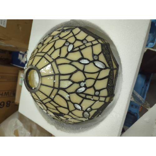 Tiffany Lamp Shade Replacement Only 12X6 Inch Stained Glass Style Lampshade with Cap fit for Table lamp Pendant Light Ceiling Fixture (Cream Dragonfly)