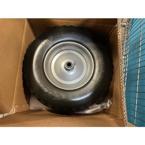 MaxAuto Wheelbarrow Tires 4.80 4.00-8 Flat-Free 4.80/4.00-8 Tire and Wheel w/Grease Fitting, 3 Centered Hub, 3/4 Bearings, 4.80 4.00-8 Tire for Hand Truck, Trolley, Garden Cart, Wagons, Gray