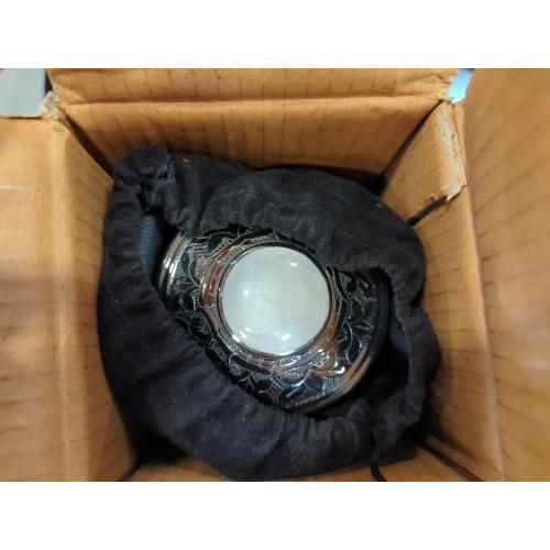 eSplanade Cremation Urn Memorial Container Jar Pot | Metal Burial Urns | Keepsake for Ashes | Brass - White - 6 Inches (Medium)