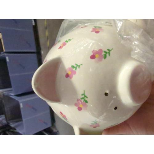 Child to Cherish Ceramic Piggy Bank for Girls, Posies and Polka Dots