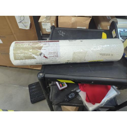 Size 56 Color White Jacobean Tile White Geometric Vinyl Pre-Pasted Paintable Wallpaper Roll (Covers 56 Sq. Ft.)