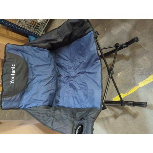 Oversized Folding Rocking Camping Chair, Padded Portable Rocking Chair with Pockets, Cup Holder and Carry Bag, Heavy Duty Outdoor Rocker Patio Chair for Garden, Lawn, Up to 400lbs, Navy Blue