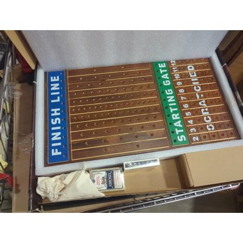 Size Large 21 inch Finish LINE Horse Racing Board Game is Equipped with 11 Luxury Metalcraft Horses Adult Chessboard Including 2 Dice and 2 Boxes of Cards (Flaming Color)