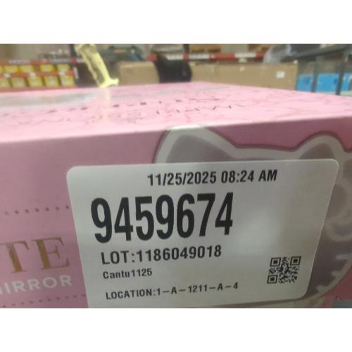 Impressions Vanity Supercute Hello Kitty Tabletop Desk Mirror with Lights and Touch Sensor Switch, Adjustable Tri Tone LED Lighted Makeup Mirror with Hidden Extendable Tray and Phone Holder