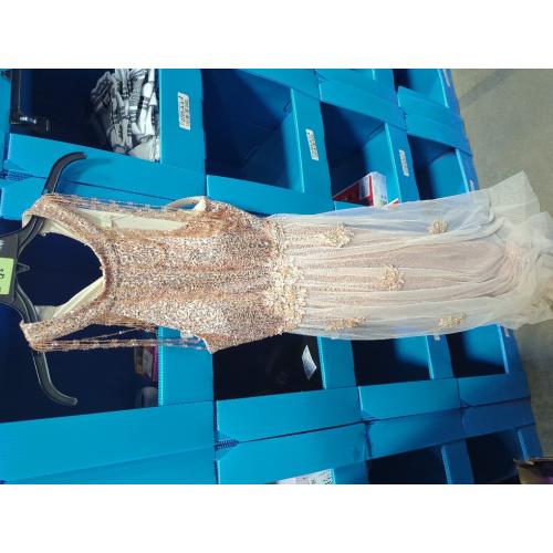 Size M Women Elegant Sequins Cocktail Dress Prom Ball Evening Gowns for Women Halter Wedding Dress Beaded Sleeve Mesh A Line Dresses